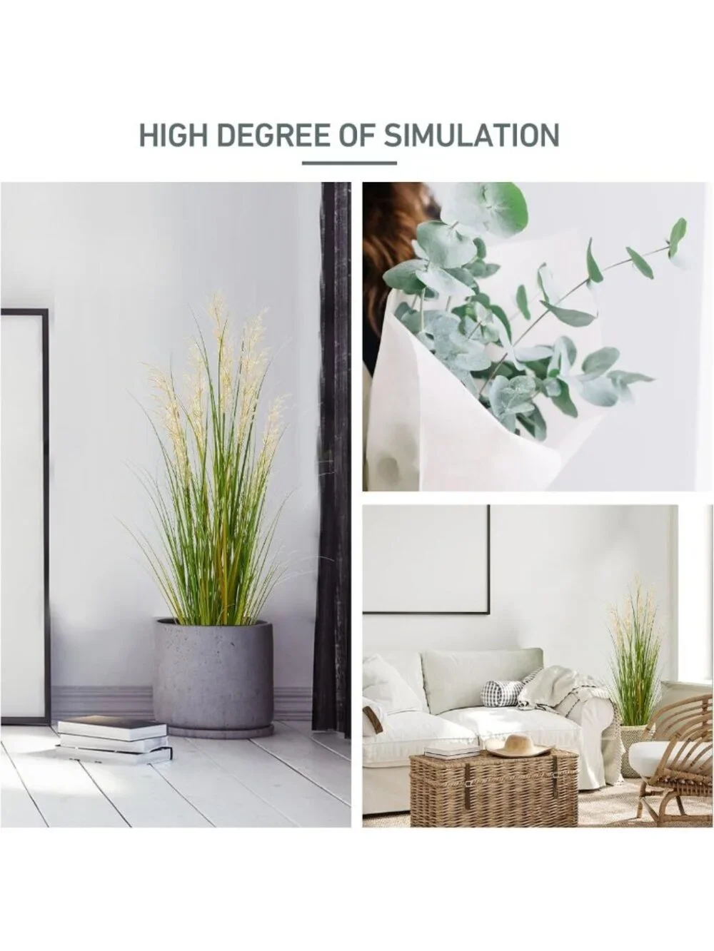 47in Tall Faux Grass Plants - 2pk Indoor Decorative Greenery for Home & Office